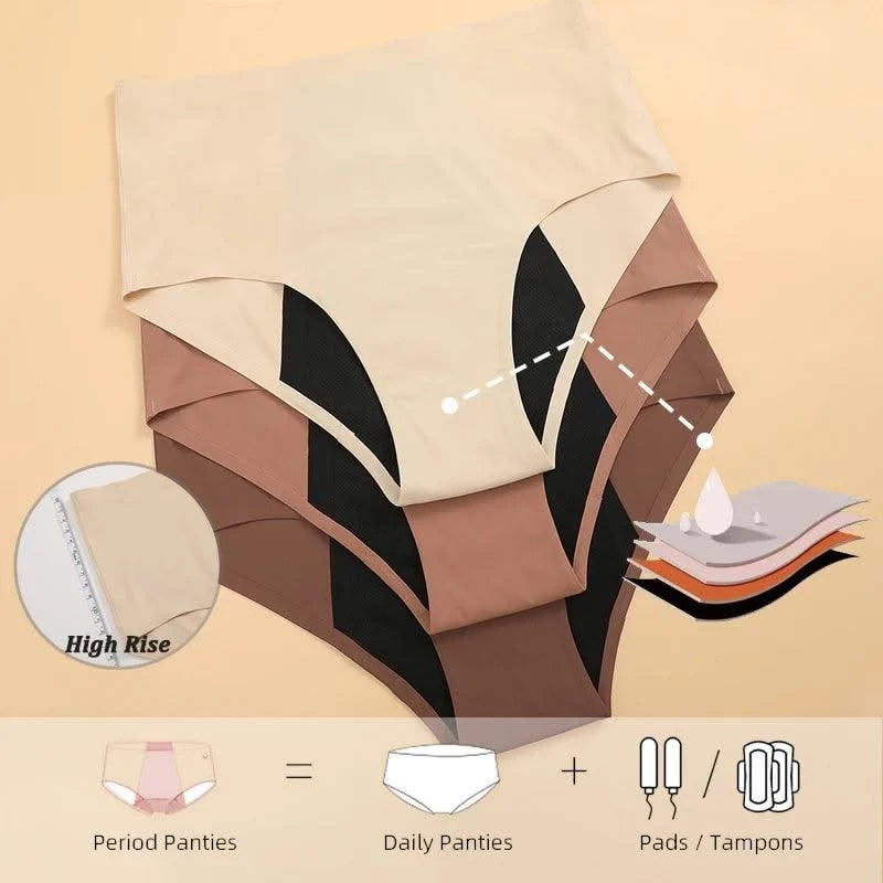 Seamless High Waist Menstrual Panties Women Physiological 4 Layers Leak Proof Underwear Sexy Briefs No Trace Breathable Panties