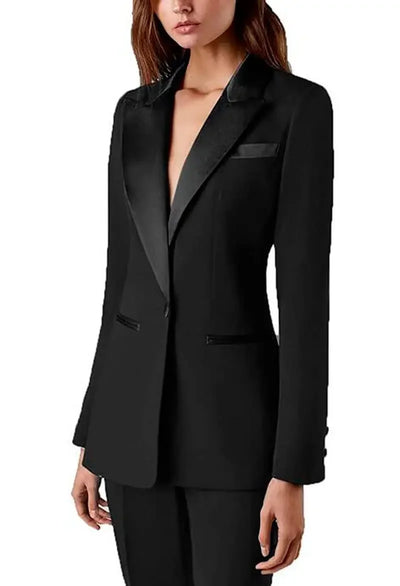 Women's 2 Piece Office Elegant Spring Suit Slim FitVelvet Lapel Chic Outerwear Long Sleeve Casual Wear Outfit Prom Party Blazers