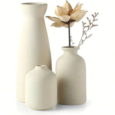 Home Decor Bohemian Vases, Ceramic Set of Three, Suitable for Living Room, Bookshelf and Dining Table Decorations
