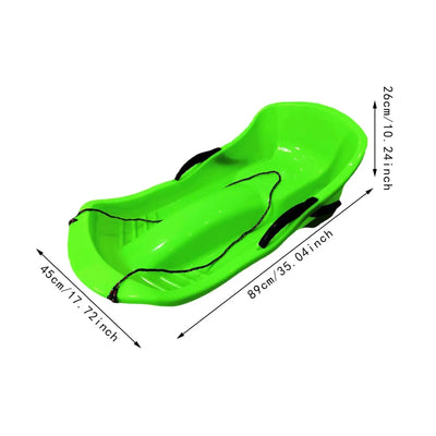 Snow Sled with Seat Cushion for 2 Persons with Double Brakes Includes Pull Rope Classic Wear Resistant Sand Sledding Sled Sledge