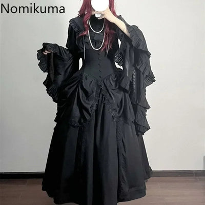 High Waist A-line Skirts for Women's 2025 Faldas Mujer De Moda Lolita Style Japanese Sweet Saia Patchwork Lace Big Swing Skirt