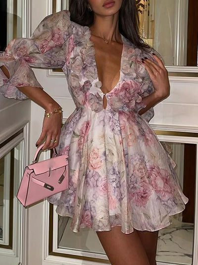 Sexy backless floral print slip summer dress women elegant birthday party dresses woman vacation evening short dresses vestidos