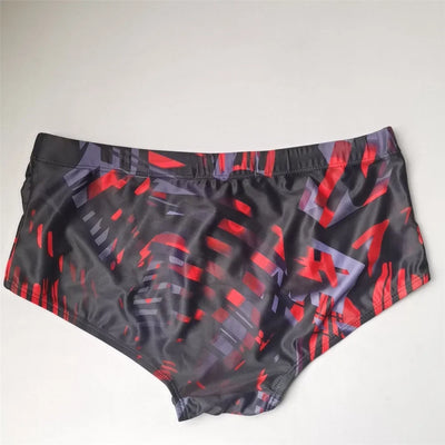 Men Swimwear Brazilian Traditional Cut Swimsuits Swim Bikini Surf Boxer Briefs Board Shorts Trunks Black and Red Sunga