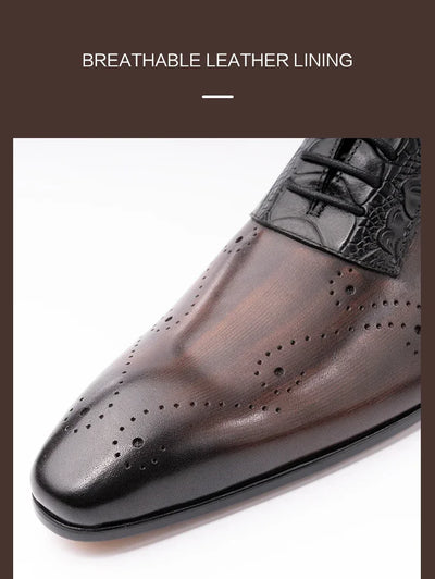 Handmade Mens Wedding Dress Brogue Shoes Genuine Leather Lace-up Latest Design Fashion Casual Shoes Man Pointed Dress Shoes