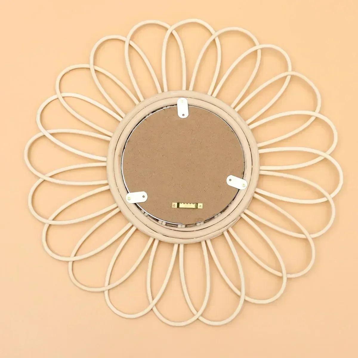 Rattan woven mirror cane art wall hanging decor for home hotel photography props gift friends design simple large