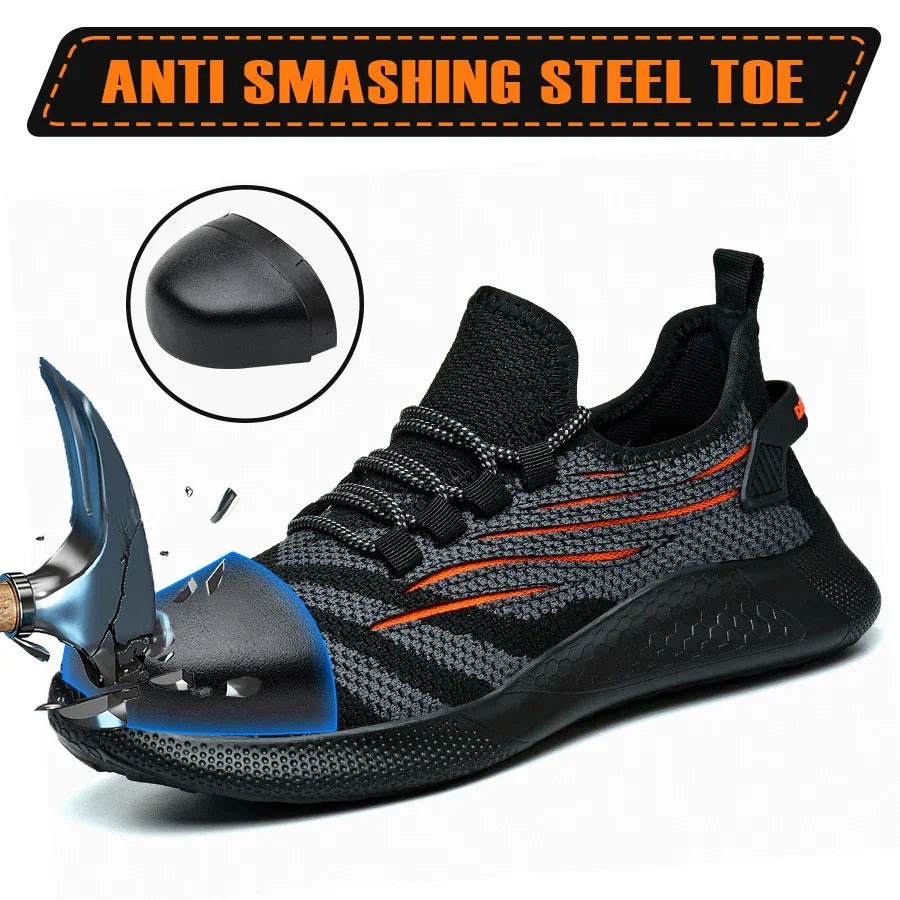 Men Safety Shoes For Work Safety Boots Protect Breathable Anti-smash Steel Toe Sport Work Sneakers Construction Security Boots