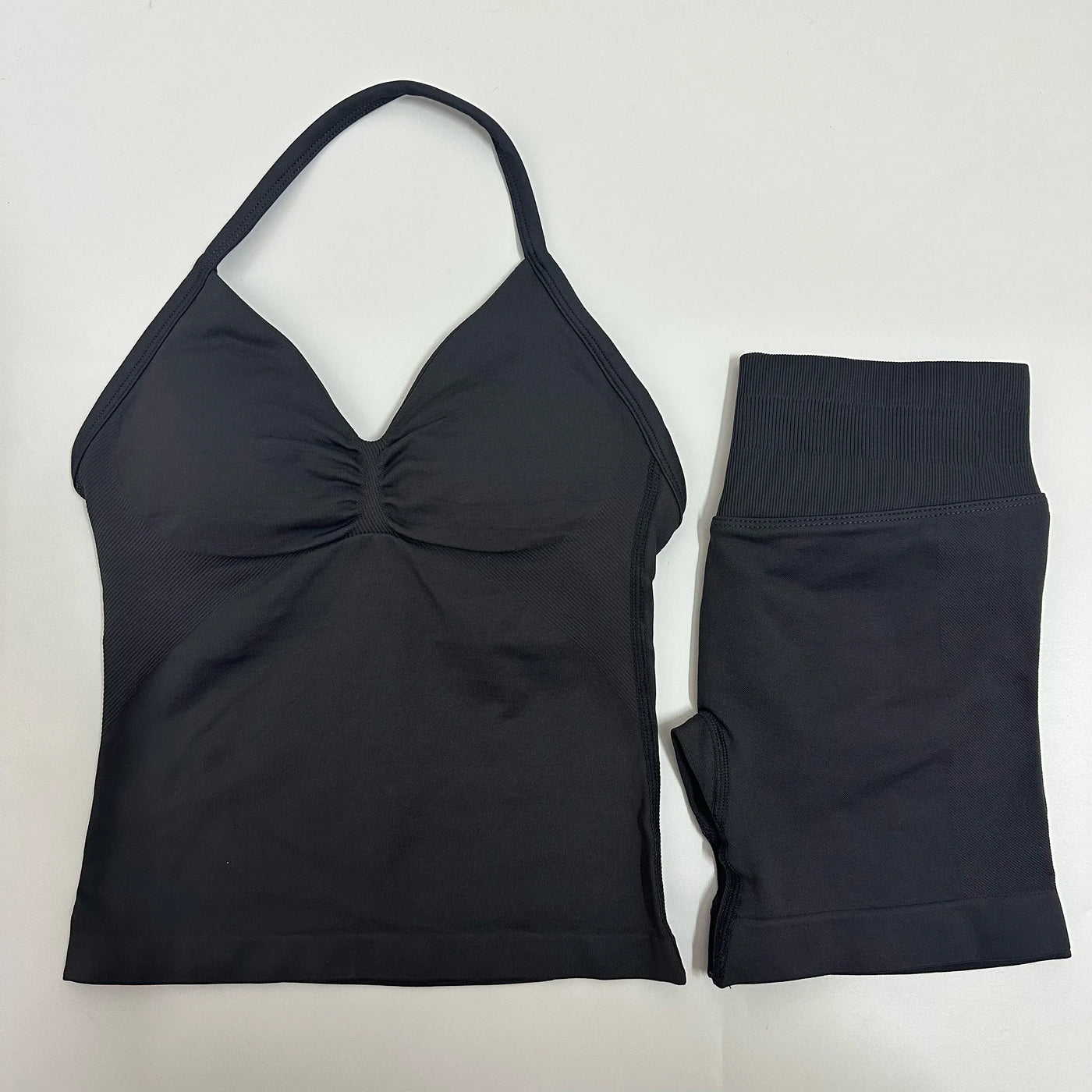 Women Yoga Set Seamless Yoga Longline Strappy Tank Top