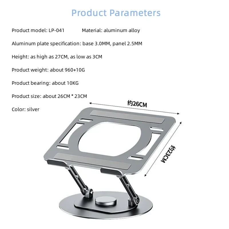Adjustable Standing Laptop Desk Stand Portable Aluminum Laptop Stand with Dual Cooling Fans Suitable for Bed Sofa