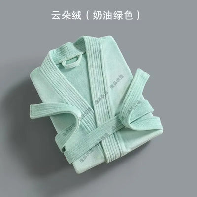Women Towel Bathrobe 100%Cotton Long Thick Absorbent Terry Bath Robe Kimono Men LightWeight Waffle Solid Dressing Gown Sleepwear