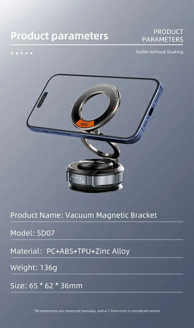 Magnetic Phone Holder Car Mount for MagSafe Enhanced Vacuum Suction Cup 360° Adjustable Cell Phone Accessorie for iPhone Android
