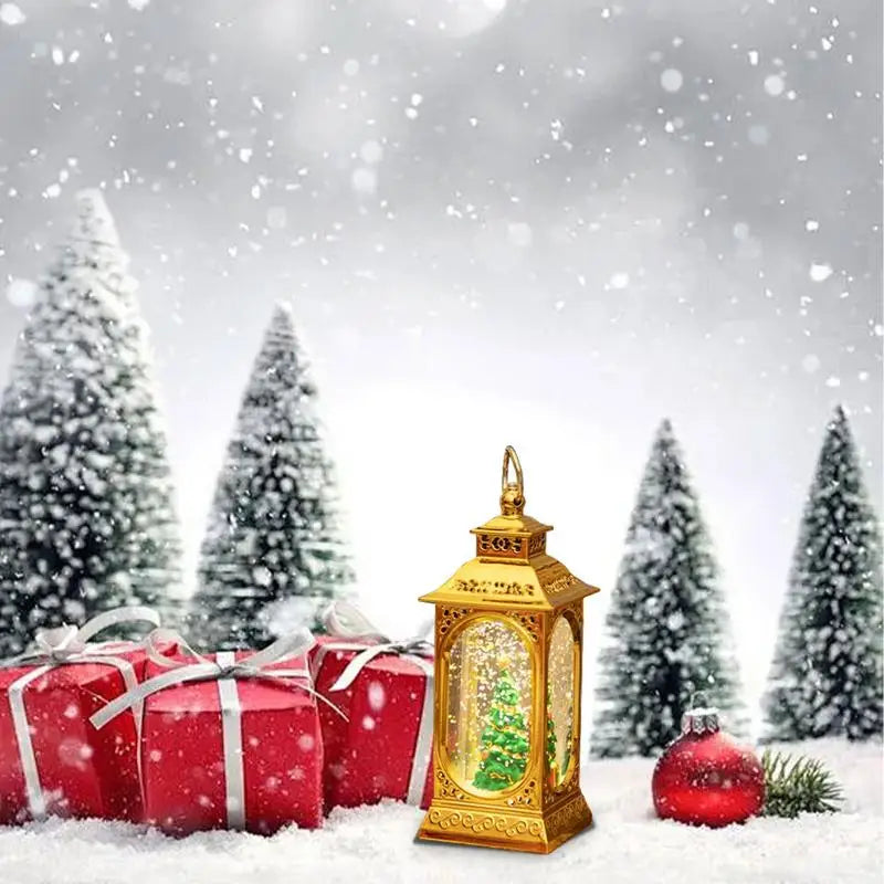 Christmas Snow Globe Lantern Vintage LED Christmas Lantern Lights Snow Crystal Ball Christmas Lantern Lights Portable Night