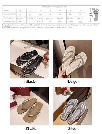 Beach flip-flops women wear high-grade summer new flat-bottomed non-slip holiday online celebrity toe sandals.