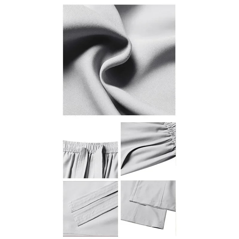 Men's Wide Pants Oversize Sports Streetwear Solid Color Sweatpants Summer Male Breathable Loose Trousers Streetwear Jogger Pants