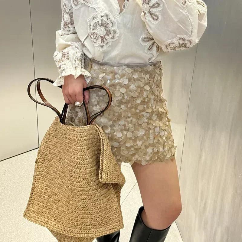 2025 women handbags handmade woven summer beach bag big shopper purses large capacity straw tote designer