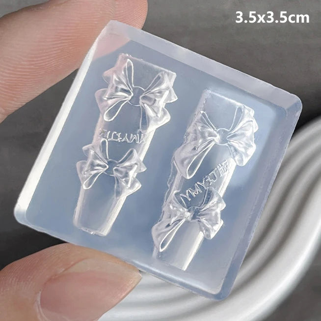 Geometric Bowknot Grid Lace Flora Edge Nail Art Silicone Carving Mold Mould Star Daisy Flower Charms Bow Tie Snowflake Template