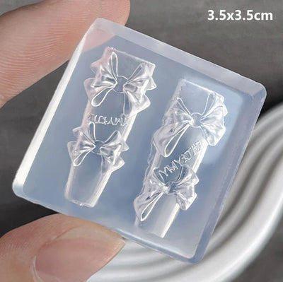 Geometric Bowknot Grid Lace Flora Edge Nail Art Silicone Carving Mold Mould Star Daisy Flower Charms Bow Tie Snowflake Template