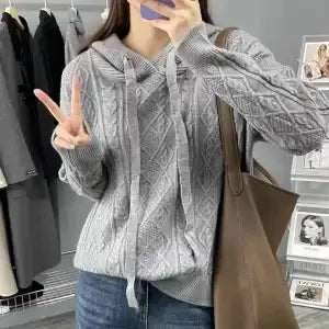 Bottom Sweater Knitted Sweater for Women in Autumn Hooded Sweater New Style 2025 Thickened Fashionable Top