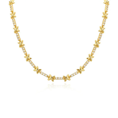 Chunky X Cross Choker Necklace For Women Aesthetic Crosses Gold Color Crystal Chain on Neck Collar Statement Fashion Jewelry