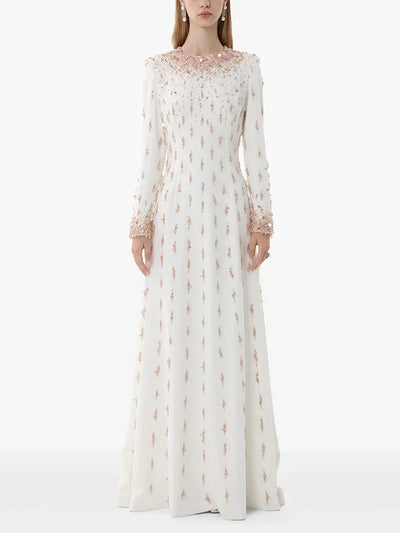 HIGH STREET Newest Fashion 2025 Designer Maxi Dresses Women's Formal Long Sleeve Luxurious Beaded Long Maxi Dress