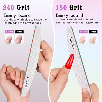 Nail File 80 to 240 Professional Tools Emery for Manicure Lime 240 Sandpaper Gel Polishing Files for Nails Buffers Set Polisher