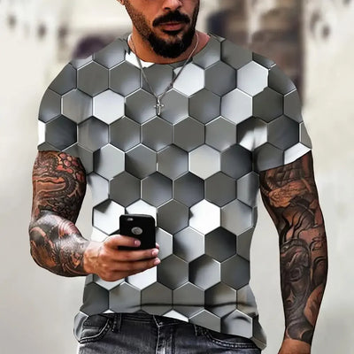 Fashion T-Shirts For Men 3d Irregular Pattern Men's Clothing Street Designer Short Sleeved Oversized Top Tees Casual Sportswear