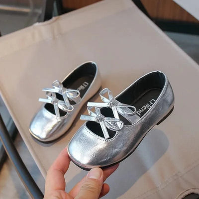 Autumn Children's Fashion Causal Black Ballet Shoes Solid Color Bowknot Elegant Girl Princess Shoes New Kids Leather Shoe