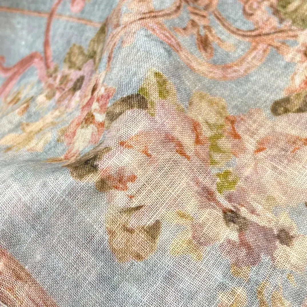 New High Quality Linen Elegant Long Lantern Sleeve Floral Print Waist Women Re-tro Midi Dress