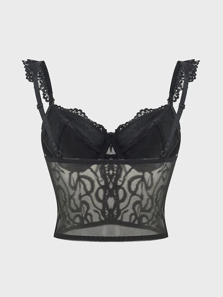 Women Lace Crop Tops Y2K Aesthetic