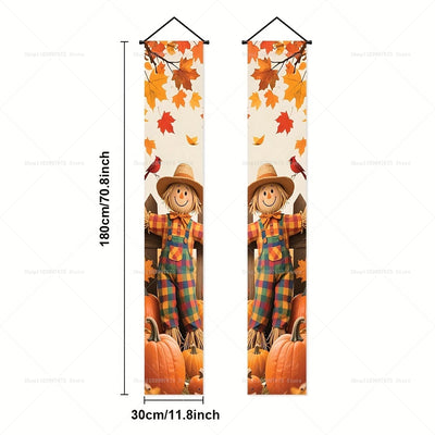 2D Thanksgiving Banners Maple Leaf Pumpkins Decorations Couplets Porch Sign Indoor Outdoor Wall Hanging Banners Party Supplies