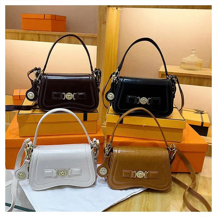 Designer Style Crossbody Bag for Women Genuine Leather Shoulder Handbag Ladies Compact Wallet Phone Holder Purse