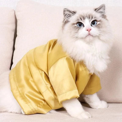 Fashionable Pet Clothes Summer Shirt Cat Wear Silk Dazzle Breathable Thin Non-Stick Fur Traditional Chinese Garments Cat Dresses