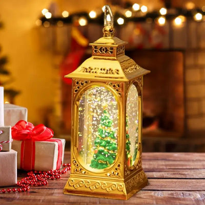Christmas Snow Globe Lantern Vintage LED Christmas Lantern Lights Snow Crystal Ball Christmas Lantern Lights Portable Night