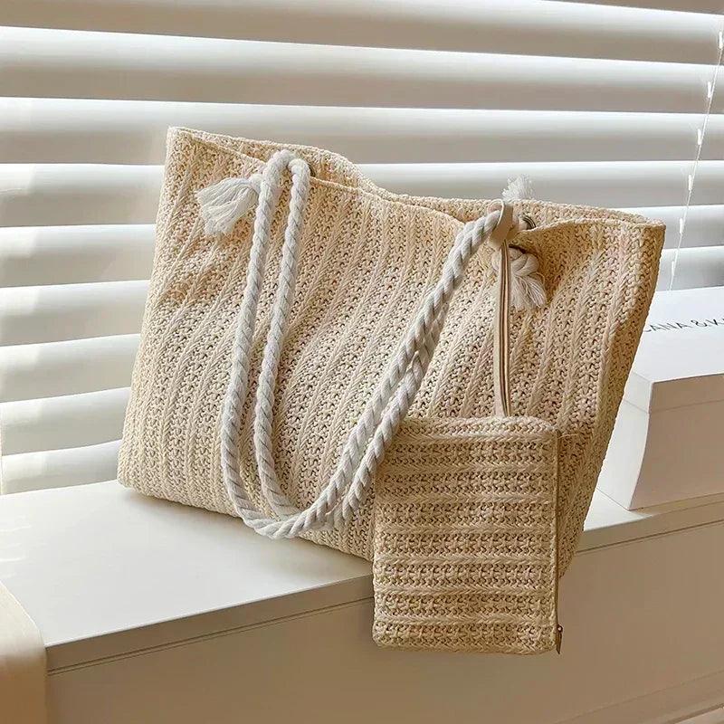 Designer women handbags fashion large capacity straw tote bag summer beach casual bali big purse