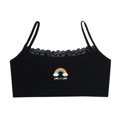 3PCS Teenage Girls Small Training Bras Cute Kids Rainbow Printed Sports Vest Bra Students Children Brassiere Underwear Tube Tops
