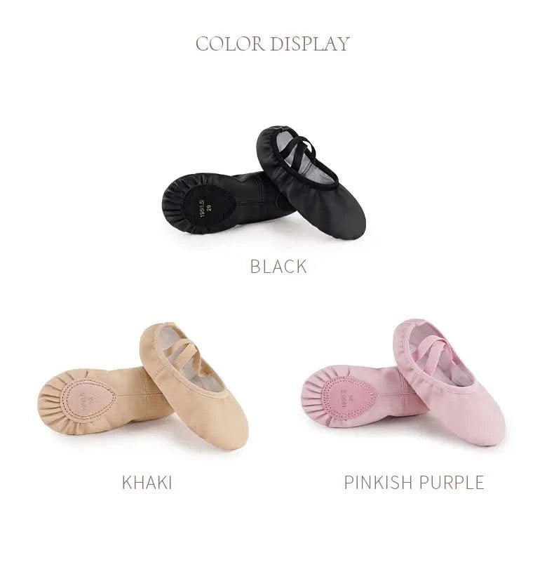 PU Ballet Shoes for Toddler Girls Children Dance Shoe Leather Ballet Flats Kids Soft Sole Gymnastics Shoes Dancing Slippers