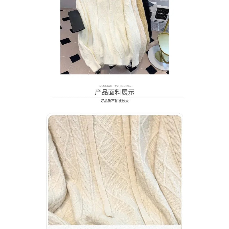 Bottom Sweater Knitted Sweater for Women in Autumn Hooded Sweater New Style 2025 Thickened Fashionable Top