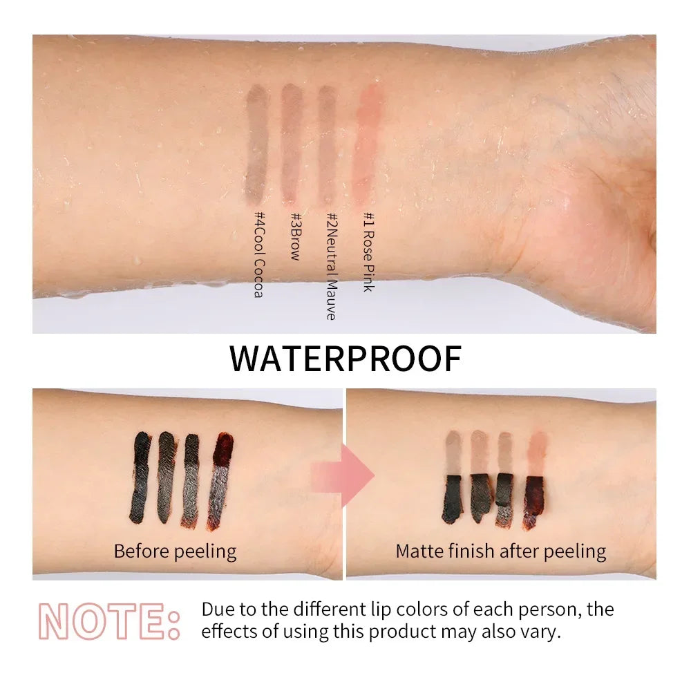 Lip Liner Peel Off Tattoo Lipgloss 4Colors Waterproof Long Lasting Matte Lip Tint Brown Contour Tear-off Lips Stain Cosmetic