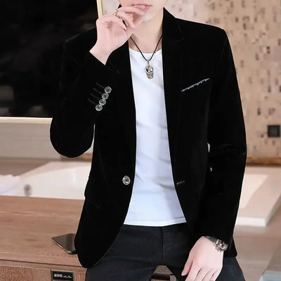 Business Male Blazer Short Coat Men's Suit Jackets Cropped Dress Blue Clothing New in Casual Fashion 2024 High Quality Original