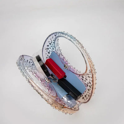 Diamond Women Bags Luxury Designer Handbags Rhinestones Box Transparent Acrylic Clutch Dresses Crescent Shoulder Crossbody Bag