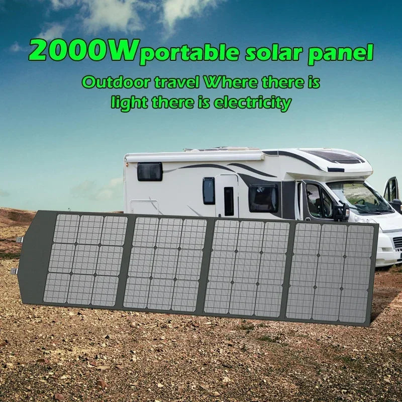 Flexible, Foldable, High Efficiency Solar Panel, Travel & Phone & Boat, Portable 12V 2000w 1500w 1000w 500w Solar Panel Kit