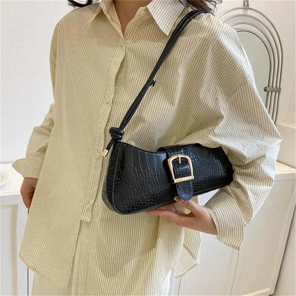 Women Stylish PU Leather Sling Bag Solid Colour Zipper