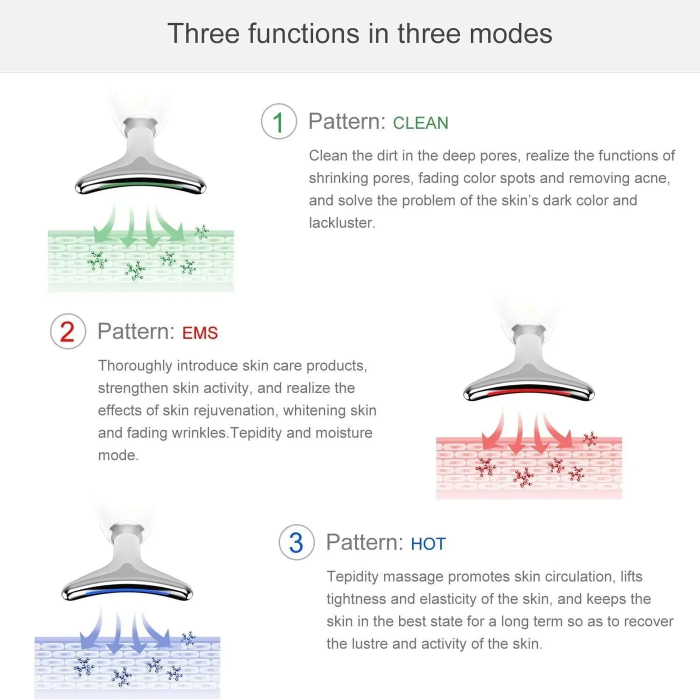 Neck massager face three lighting modes skin enhancement device LED beauty machine