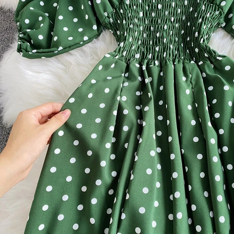 V Neck Sexy Dolman Sleeves Waist Slim Polka Dot Print Jumpsuit Women Wide Leg Trousers Jumpsuit