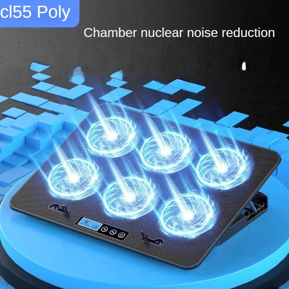 12-17 Inch Laptop Cooling Pad - 6 Quiet Fans Portable Air Cooler for Notebook Gaming with Stable Stand USB