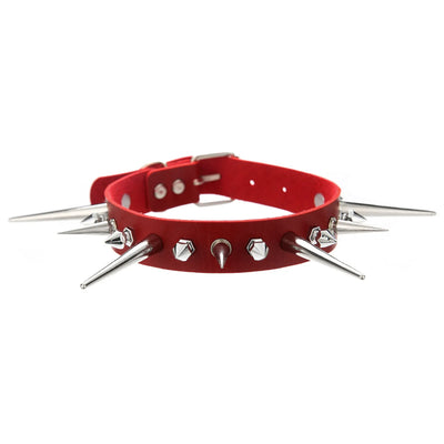 Goth Long Spike Choker Punk Faux Leather Collar For Women Men Cool Big Rivets Studded Chocker Gothic Style Necklace Accessories