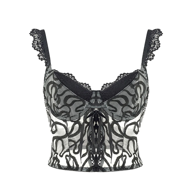 Women Lace Crop Tops Y2K Aesthetic