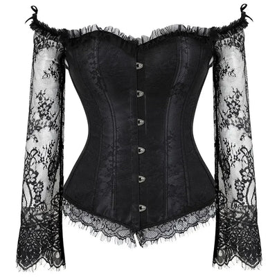 Women's Corset Gothic Style Corsets Lace-up Bustier with Sleeves Breathable Bodyshaper Corsetto Medieval Dance Party Costumes