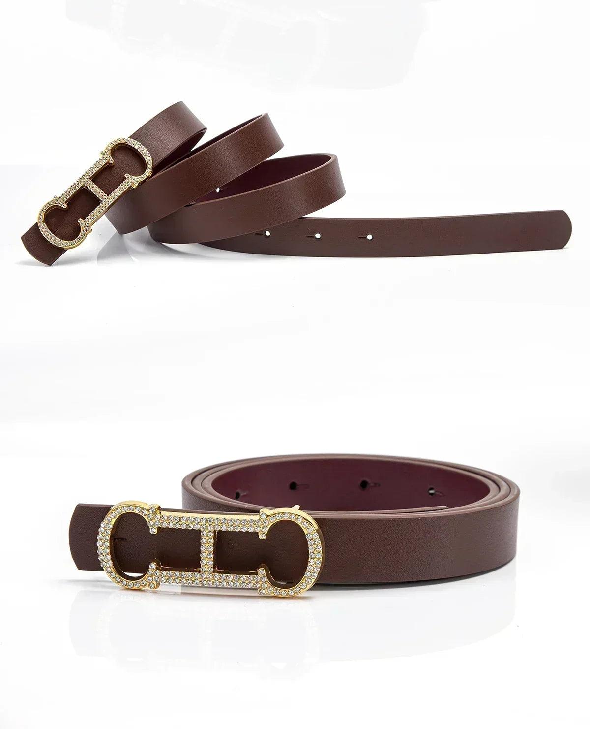 Women designer alloy buckle genuine leather |waist strap | female | jeans |trouser