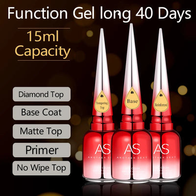 AS Self Leveling Nail Gel Polish 15ml Semi Permanent Reinforcement Nails Art Strong UV Multifunction Gel Top Base Varnish