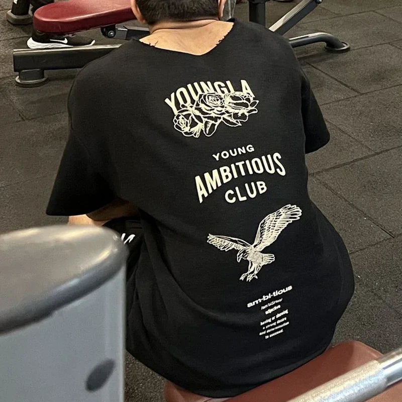 YA New style Oversized T-Shirt Fashion Trend Casual Men's Clothing Summer Loose Cotton Round Neck Print Plus Size Short Sleeves